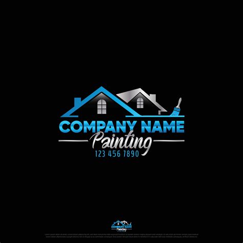 painting company logo with paint brush and house roof 21825864 Vector ...