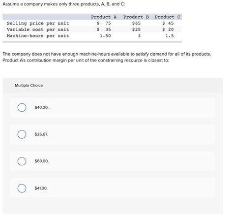 Solved Assume A Company Makes Only Three Products A B And