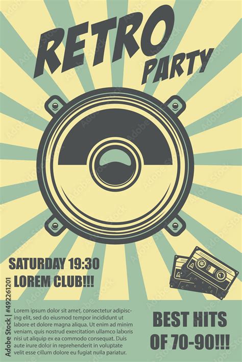 Retro Party Poster Template With Retro Style Boombox Design Element