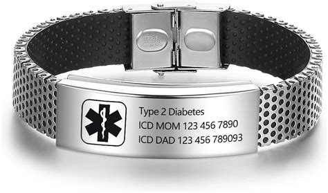 Damei Bracelet Personnalis Alerte M Dicale Acier Inoxydable Id Tag