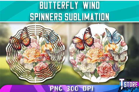 Butterflies Wind Spinners Sublimation Graphic By The T Store Design · Creative Fabrica