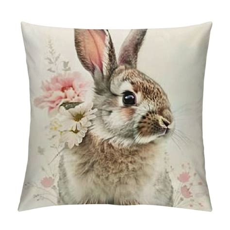 Nawypu Easter Bunny Throw Pillow Cover Cute Rabbits Bunny Pillows