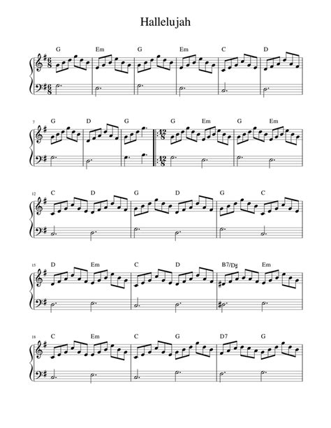 Hallelujah Sheet Music For Piano Solo