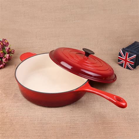 Enameled Cast Iron 12 Inch Skillet Deep Saute Pan 5 Quart Jumbo Cooker Saute Pan With Lid