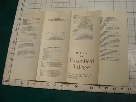 Vintage Paper Welcome To Greenfield Village Map And Info Ebay