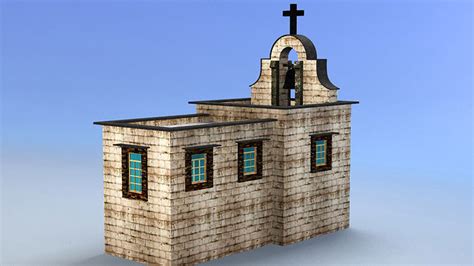 3d Model Church Bell Tower Vr Ar Low Poly Max Obj 3ds Fbx Dxf Dae