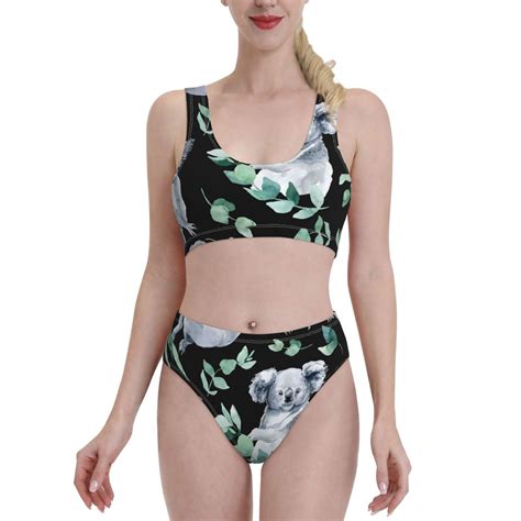 Haiem Cartoon Koala Bear Women S High Waisted Bikini Set Two Piece