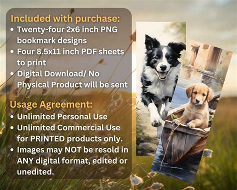 Country Puppy Printable Bookmark PNG Bundle | Dog Bookmark | Country