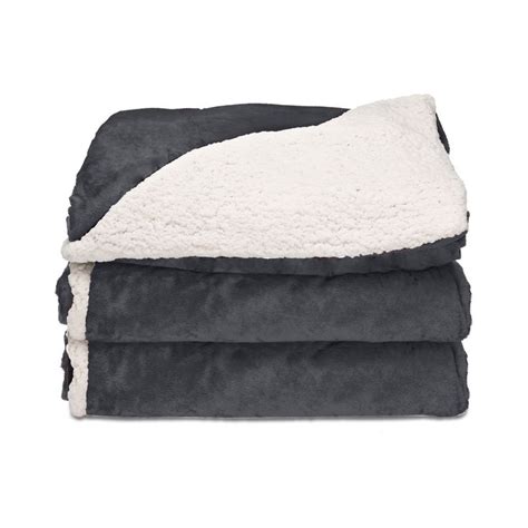 Sunbeam Electric Blanket Throw Microplush And Sherpa 50 X 60 Slate