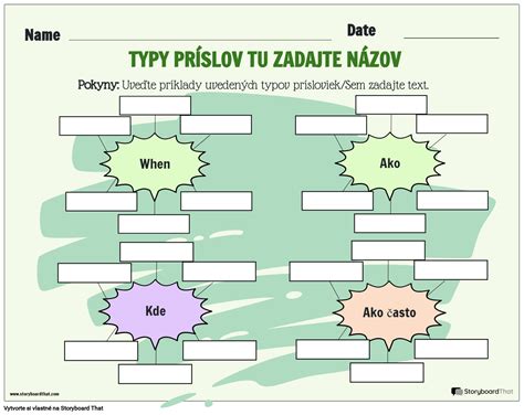 Pracovný list príslovky Storyboard par sk examples