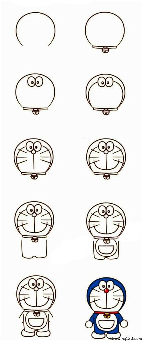 How To Draw Doraemon Step By Step Easy Step By Step Doraemon Drawing ...