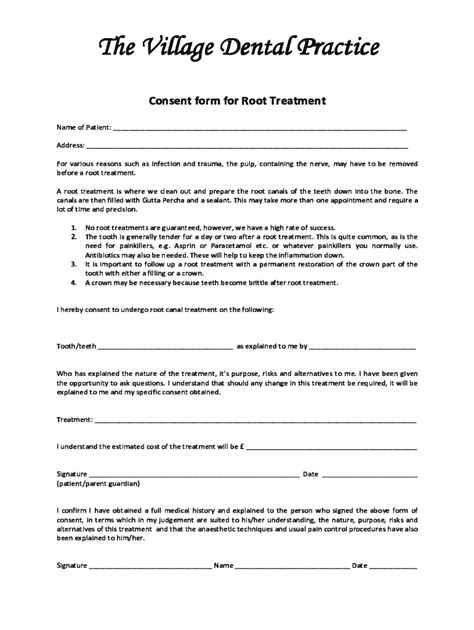 Fillable Online Consent Form For Root Canal Fax Email Print Pdffiller