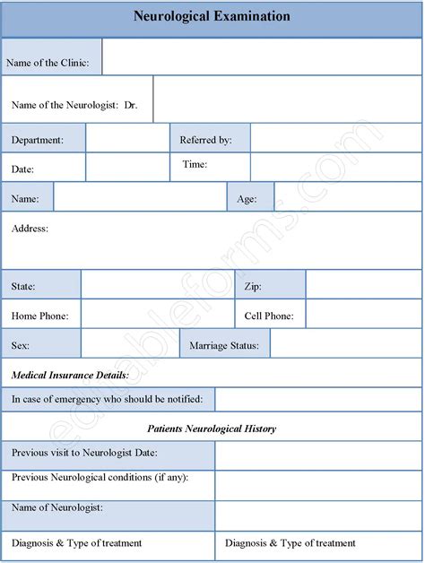 Neurological Examination Form Editable Pdf Forms