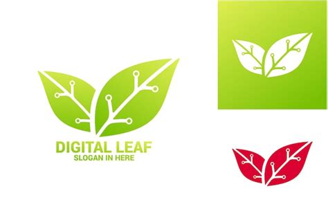 Premium Vector Digital Leaf Logo Template Design Vector Emblem