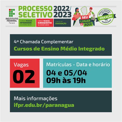 Chamada Complementar Dos Cursos De Ensino M Dio Integrado