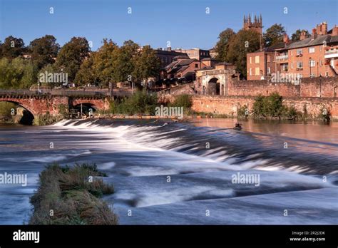 Chester Weir On The River Dee Below Bridgegate In Autumn Chester