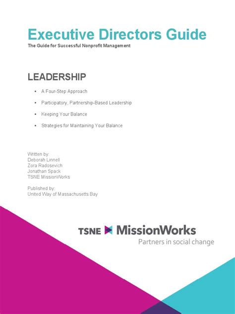 Executive Directors Guide Pdf Nonprofit Organization Leadership