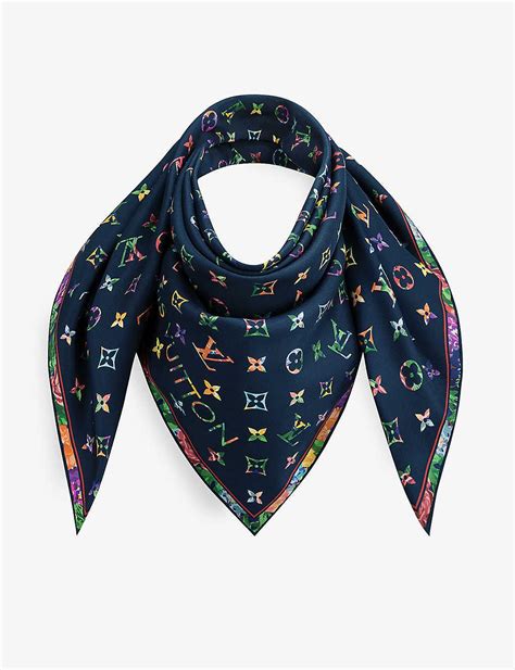 Louis Vuitton Lv Garden Monogram Print Square Silk Scarf In Blue Lyst