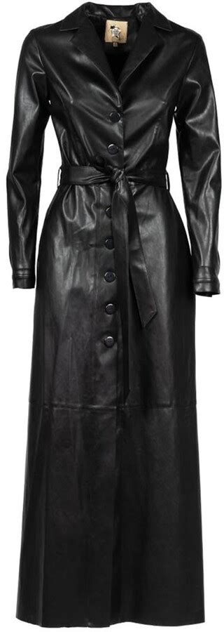 Julia Allert Long Button Up Eco Leather Trench Shopstyle Coats