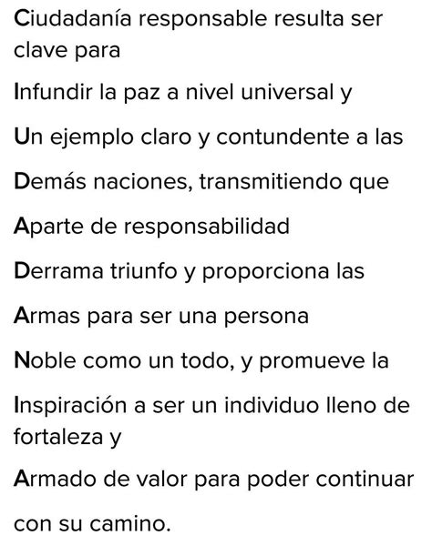 UN ACROSTICO CON LA PALABRA CIUDADANA X FAA Brainly Lat