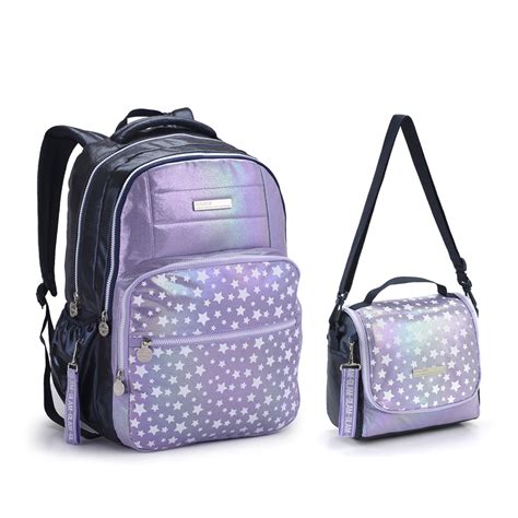 Kit Escolar Feminino Estrelas Lil S Seanite Seanite Mochilas