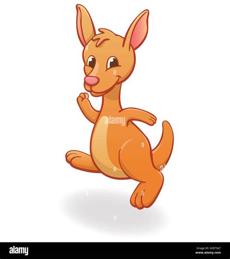 Cute Happy Infant Baby Australian Kangaroo Joey Jumping Hopping Cartoon