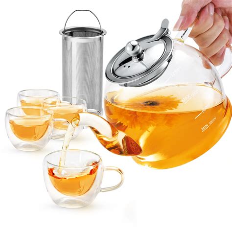 Buy Glass Teapot Set Oz Ml Tea Set With Glass Teacups