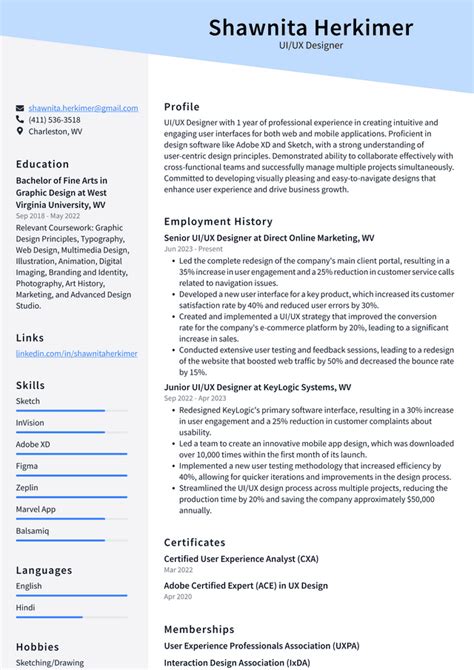 Adobe Ui Ux Designer Resume Examples Resumecat