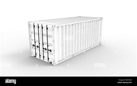 Sea Container Sketch 3d Rendering Of Computer Model In White Studio