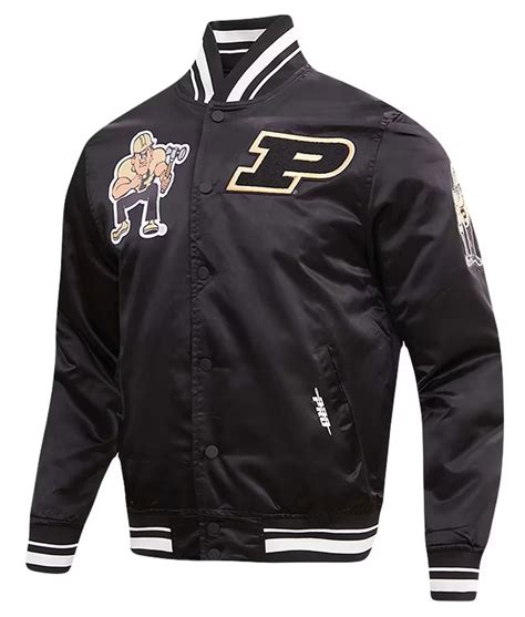 Full Snap Satin Purdue Boilermakers Classic Black Jacket - Jackets Expert