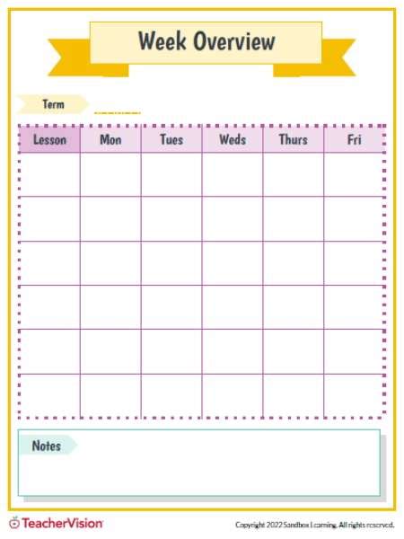 Free Teacher Weekly Planner Template Teachervision