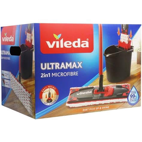 Vileda Ultramax Mop And Bucket Set Blackred 2 In 1 Microfibre