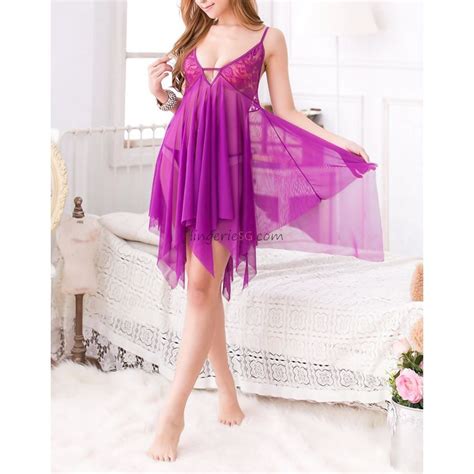 Enchanting Purple Flyaway Babydoll Dress Singapore Lingerie Store