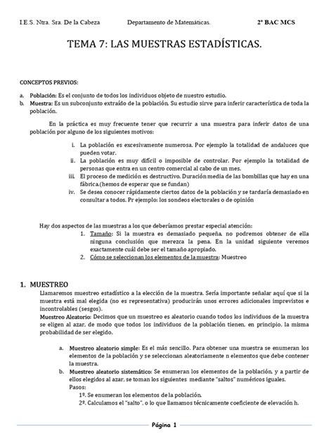 U7 Muestreo Pdf Muestreo Estadísticas Investigación Cuantitativa