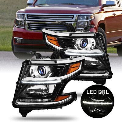 Pairs Of 2015 2020 Chevy Tahoe Suburban LED DRL Projector Black