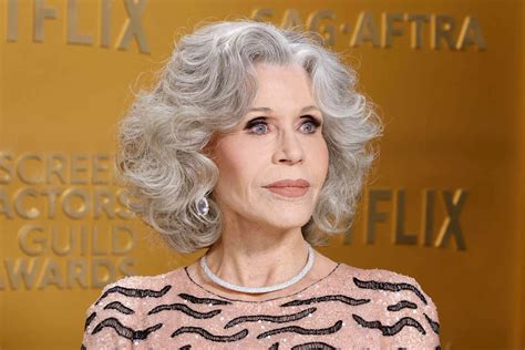 jane fonda wears head  toe gold sequins   runway   years