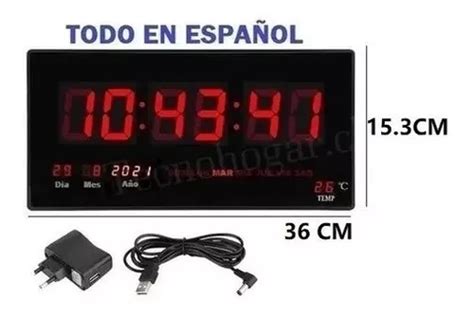 Reloj De Pared Led Digital Temperatura Fecha Español Cuotas sin interés