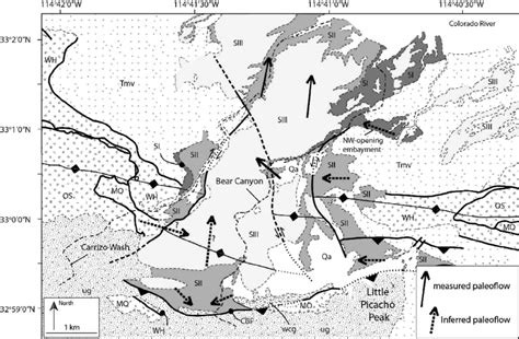 —measured Or Inferred Paleoflow Directions In Members Of The Bear