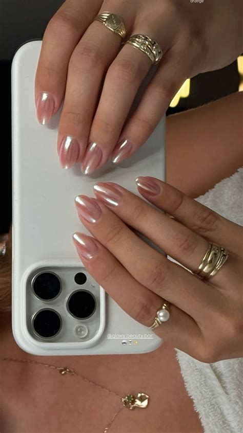 Nude Chrome Nails Gel Nails Simple Nails Stylish Nails