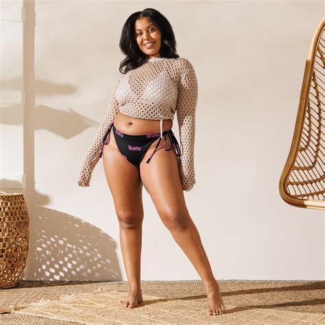 All Over Print Plus Size String Bikini Bratty Pink Font Recycled Double