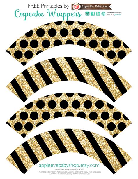 All Sizes Printables Cupcake Wrappers Gold Glitter And Black Flickr