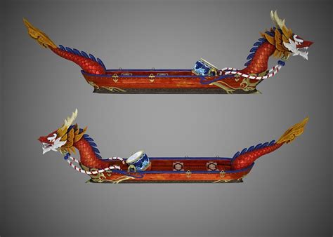 Ancient Chinese style Dragon Boat of The Dragon 3D model 1