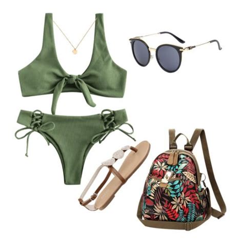 30 OFF 2022 ZAFUL Ribbed Lace Up Tied Bikini Set In HAZEL GREEN ZAFUL