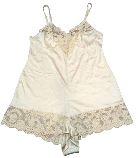 Vintage Teddy Lingerie Romper Heart Shape Vanity Fair Nylon Lace Sz 36 Beige Etsy