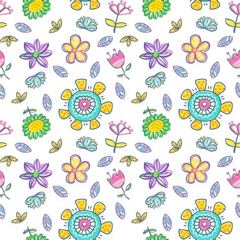 Premium Vector Doodle Flower Seamless Pattern