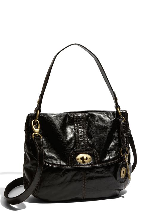 Fossil Black Leather Crossbody Bag | semashow.com