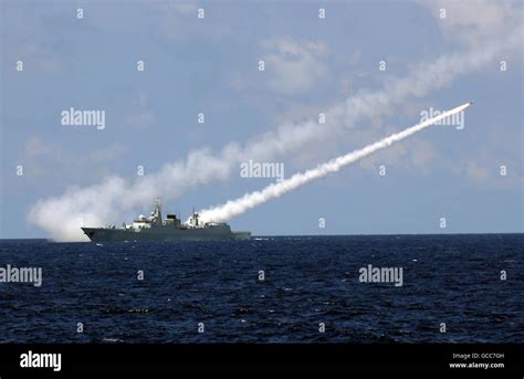 Sanya 8th July 2016 Missile Destroyer Guangzhou Launches An Air