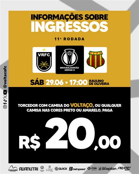 LÍDER DA SÉRIE C VOLTAÇO INICIA VENDA DE INGRESSOS PARA DUELO CONTRA O