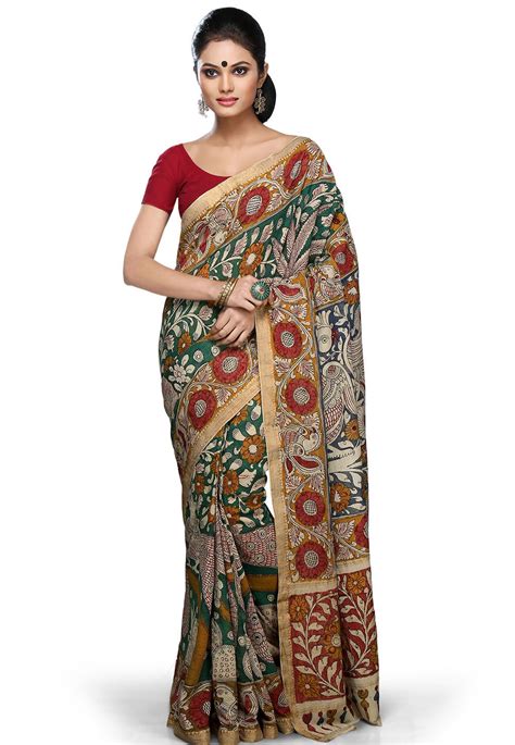 Hand Painted Cotton Saree In Multicolor Utsav Fashion Blog