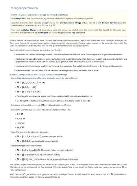 Vorkurs Mathe Block 2 1 Mengenoperationen 01 Lernmodul Mathematik